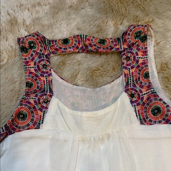 Anthropologie Embroidered Tank Top - White and Orange - Picture 6 of 10